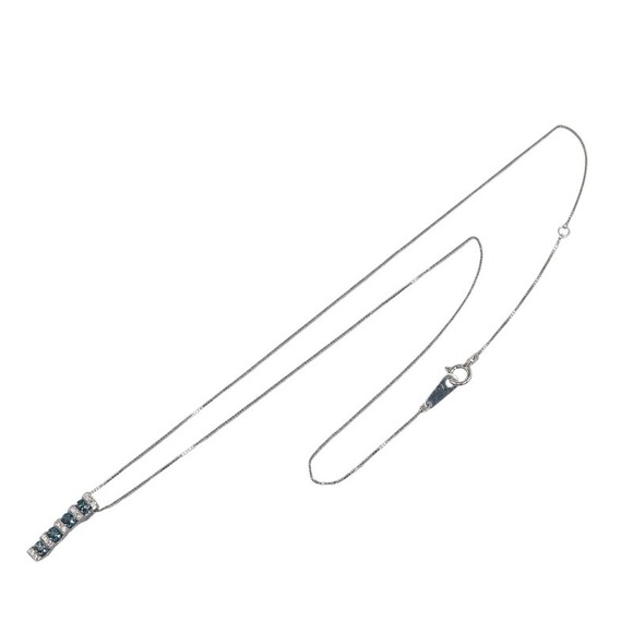 18K White Gold Alexandrite Diamond Bar Pendant Necklace - Picture 7 of 8